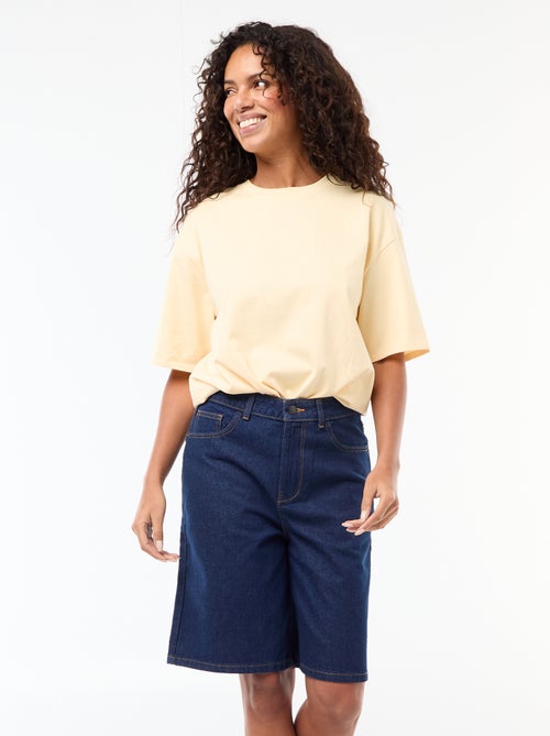 Bermuda en jean taille haute - Kiabi