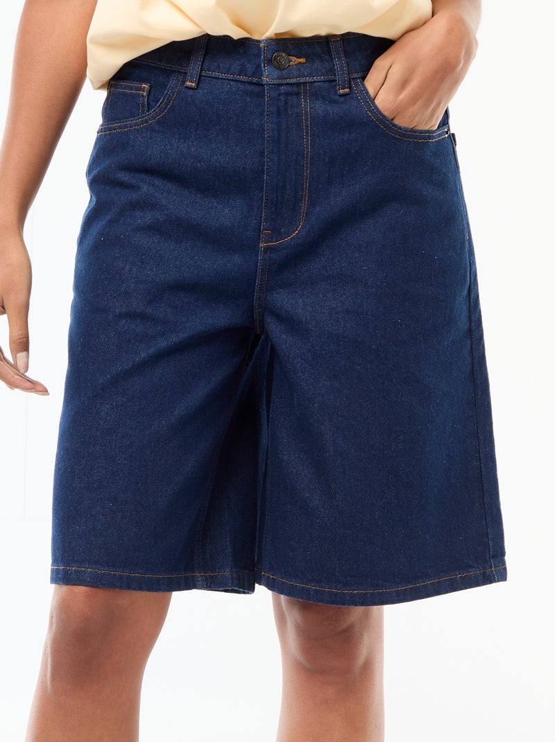 Bermuda en jean taille haute Bleu - Kiabi