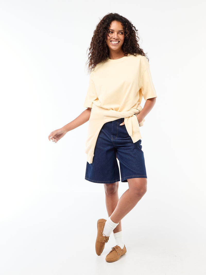 Bermuda en jean taille haute Bleu - Kiabi