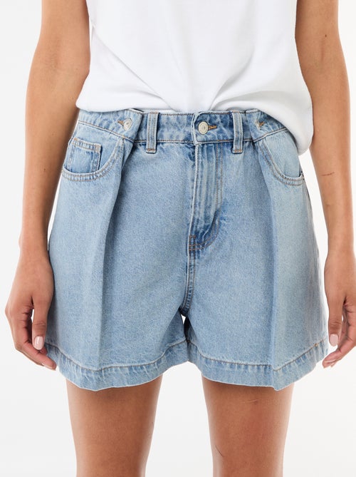 Bermuda en jean taille haute - Kiabi