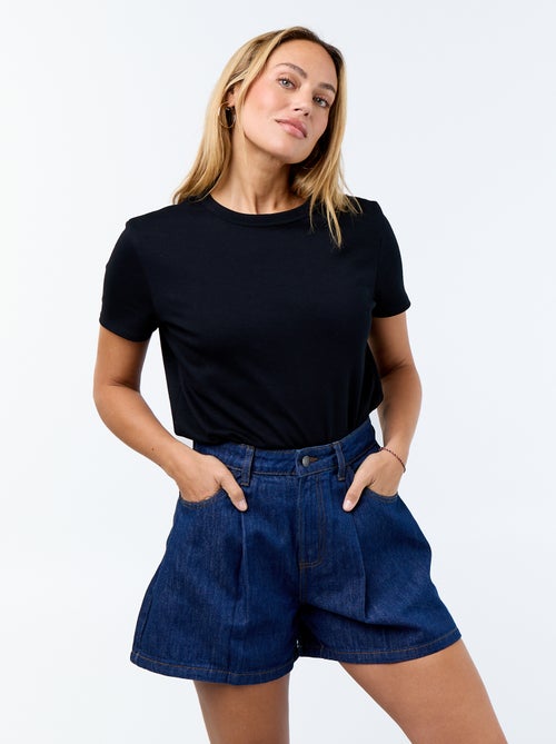 Bermuda en jean taille haute - Kiabi