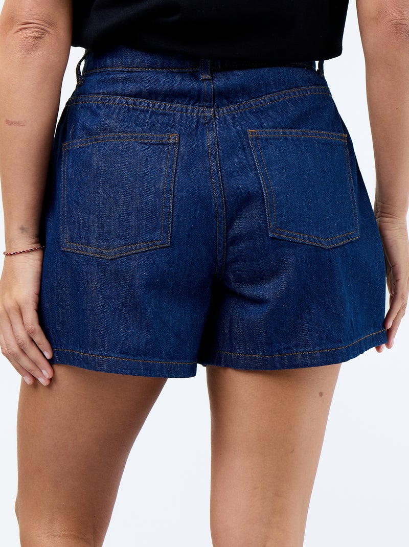 Bermuda en jean taille haute Bleu - Kiabi