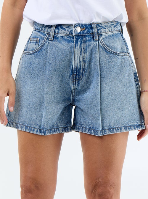 Bermuda en jean taille haute - Kiabi
