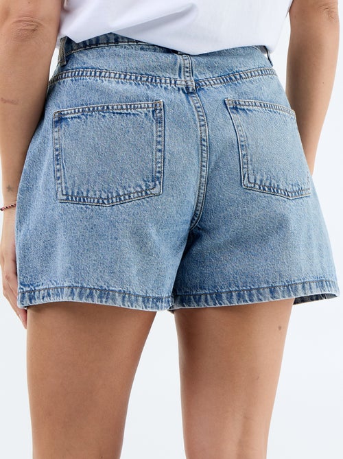 Bermuda en jean taille haute - Kiabi