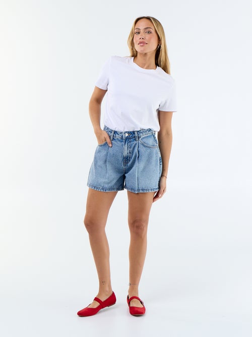 Bermuda en jean taille haute - Kiabi