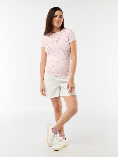Bermuda en jean taille haute de maternité - Kiabi