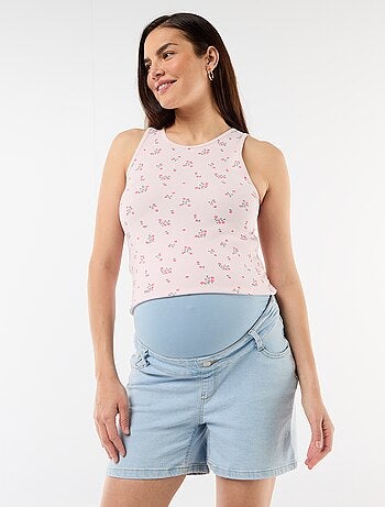 Bermuda en jean taille haute de maternité