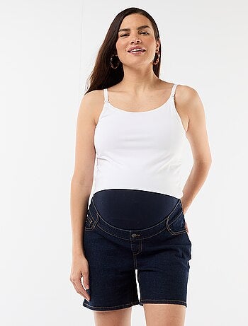 Bermuda en jean taille haute de maternité
