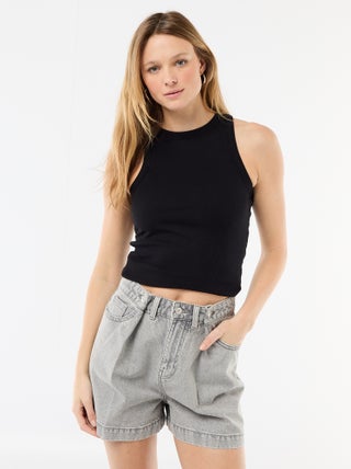 Bermuda en jean taille haute