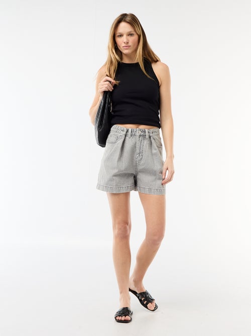 Bermuda en jean taille haute - Kiabi