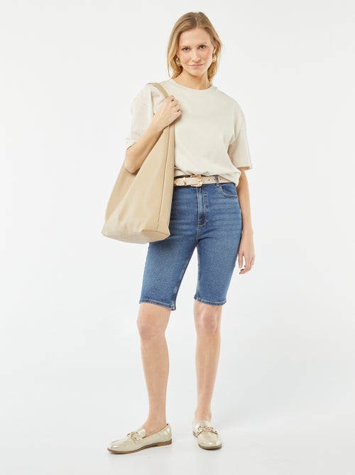 Bermuda en jean taille haute - Kiabi