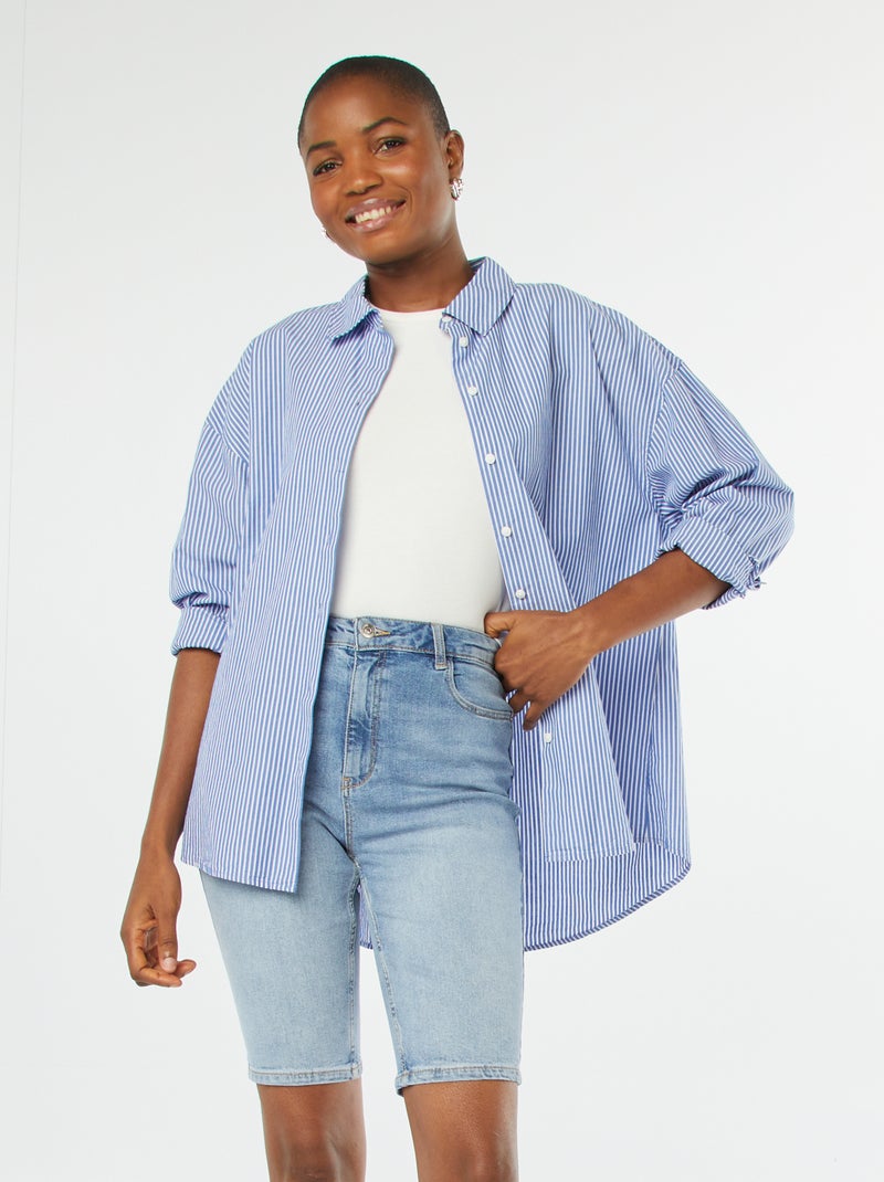 XUSAI Short En Jean Slim Taille Haute Femme - Bermuda Été Extensible