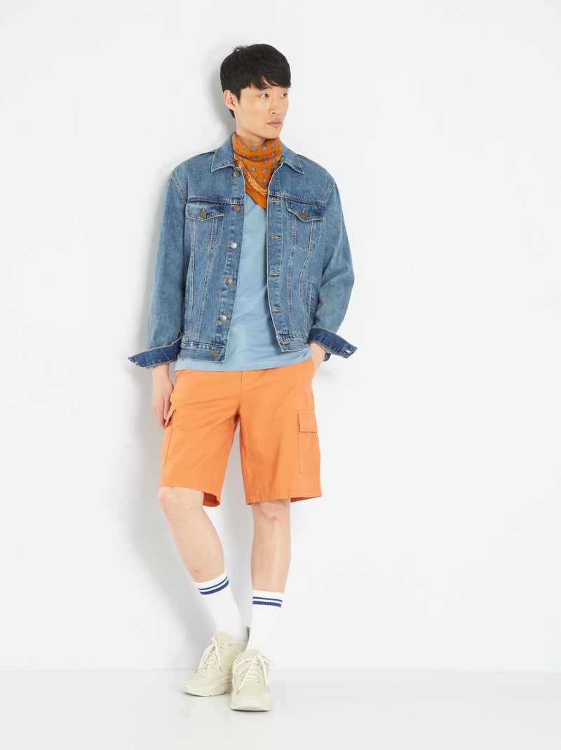 Bermuda en lin et coton avec poches Orange - Kiabi