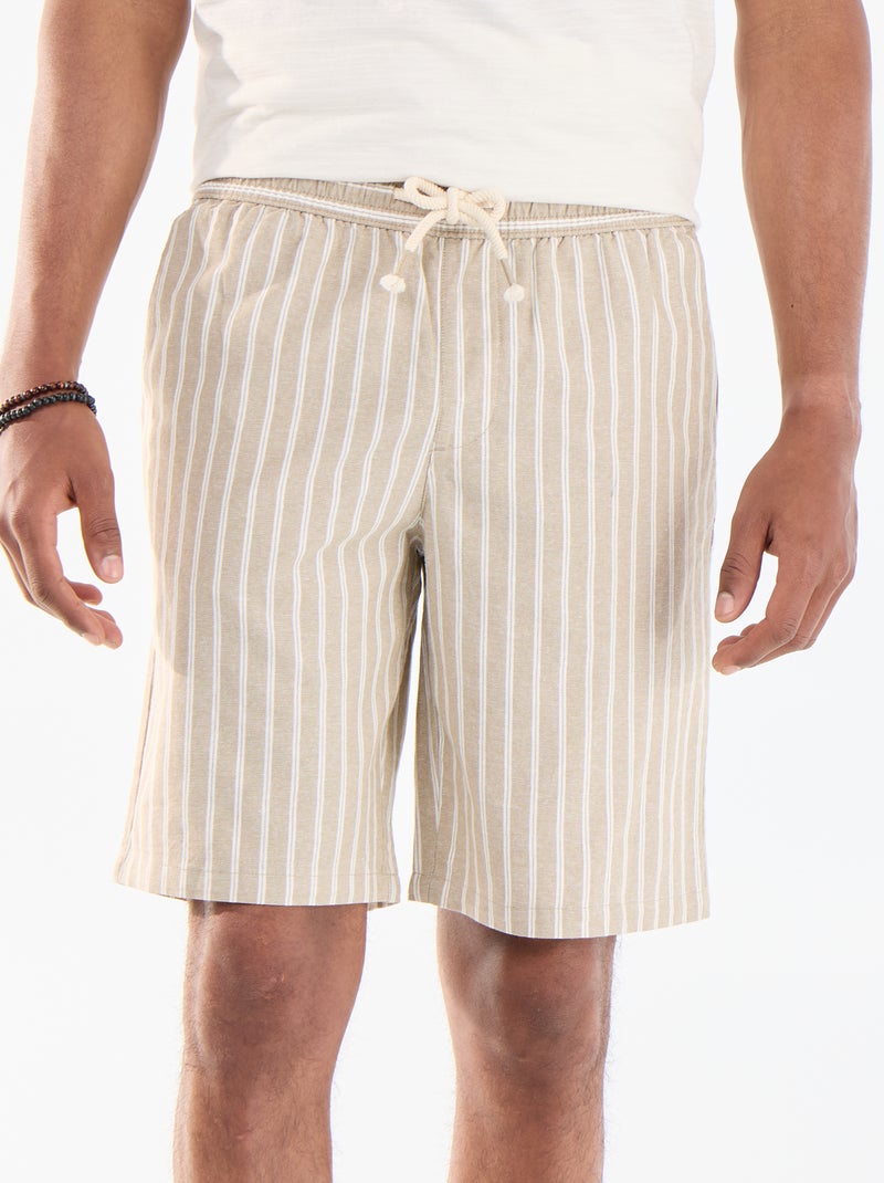 Bermuda en lin mélangé Beige - Kiabi
