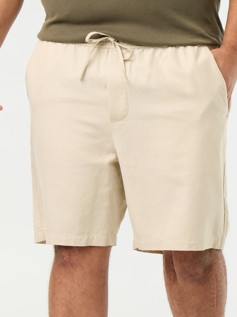 Bermuda en lin mélangé Beige - Kiabi