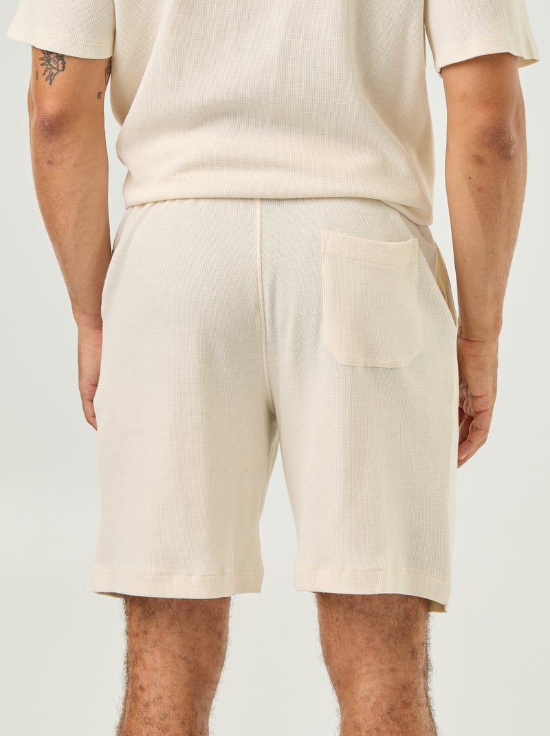 Bermuda en maille gaufrée Blanc - Kiabi