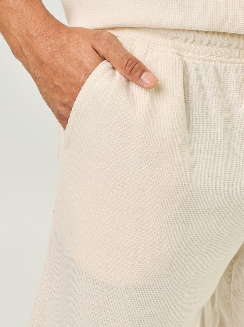 Bermuda en maille gaufrée Blanc - Kiabi