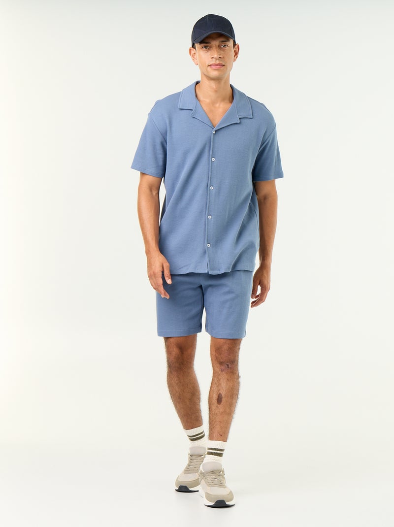 Bermuda en maille gaufrée Bleu - Kiabi