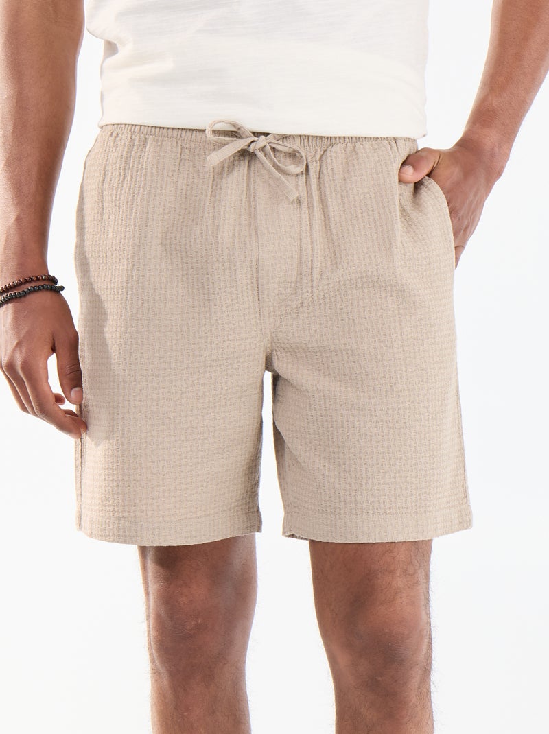 Bermuda en maille piquée Beige - Kiabi