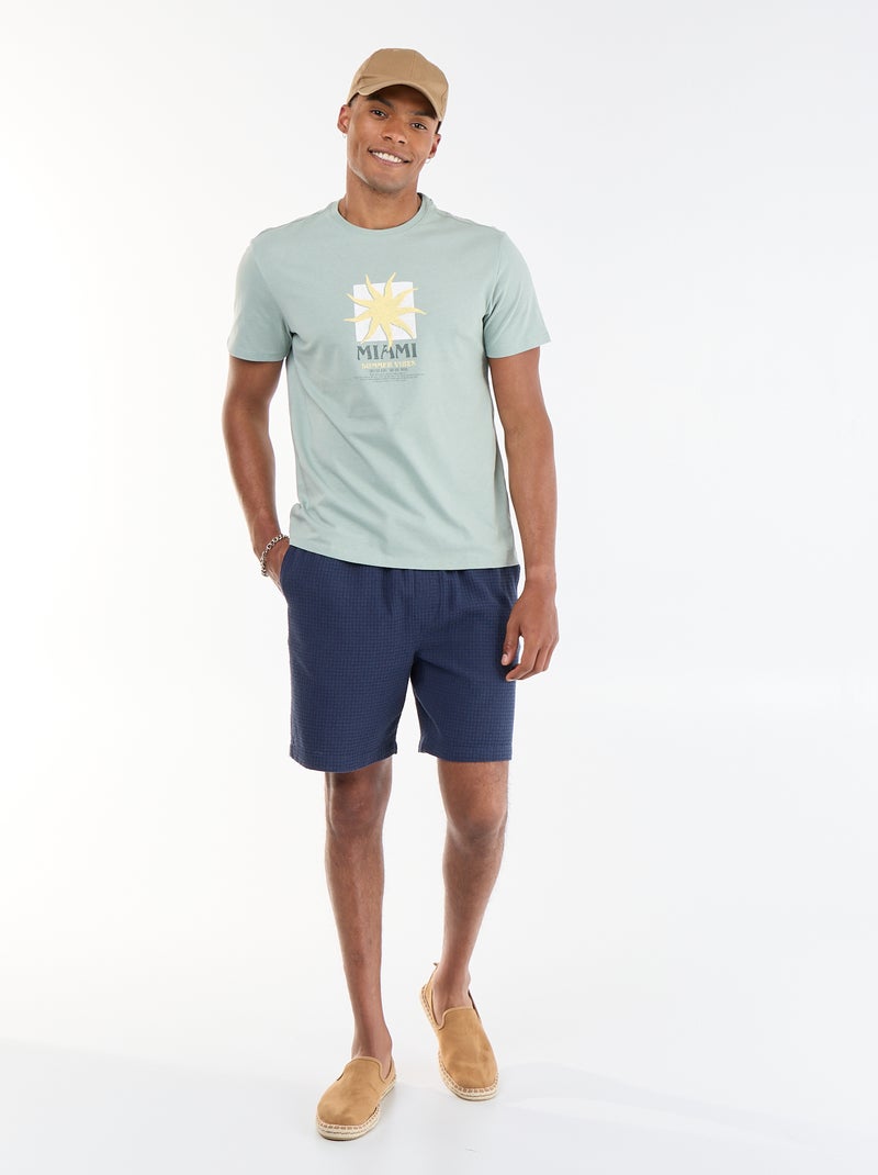 Bermuda en maille piquée Bleu - Kiabi