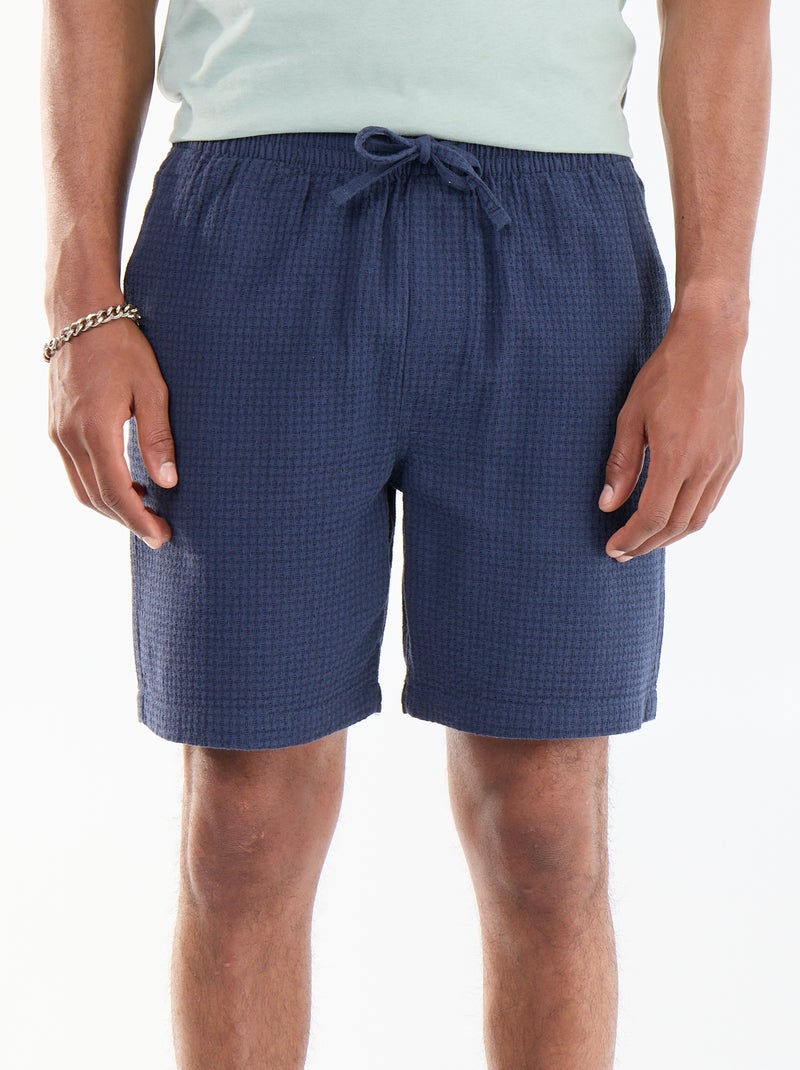 Bermuda en maille piquée Bleu - Kiabi