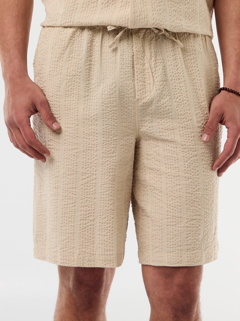 Bermuda en matière type crépon Beige - Kiabi