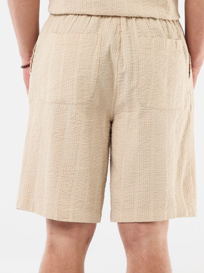 Bermuda en matière type crépon Beige - Kiabi
