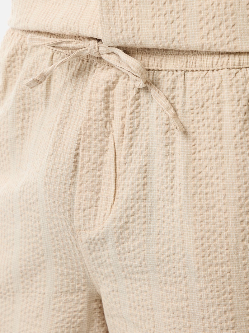 Bermuda en matière type crépon Beige - Kiabi