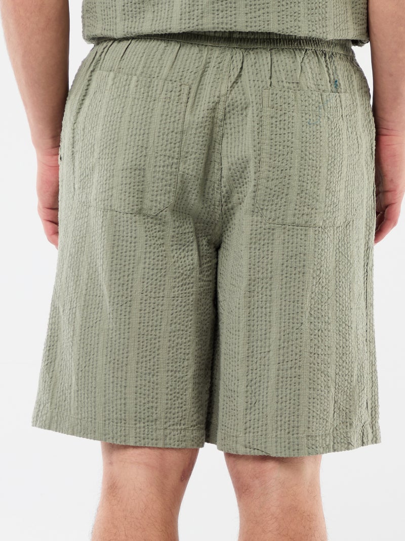 Bermuda en matière type crépon Vert - Kiabi