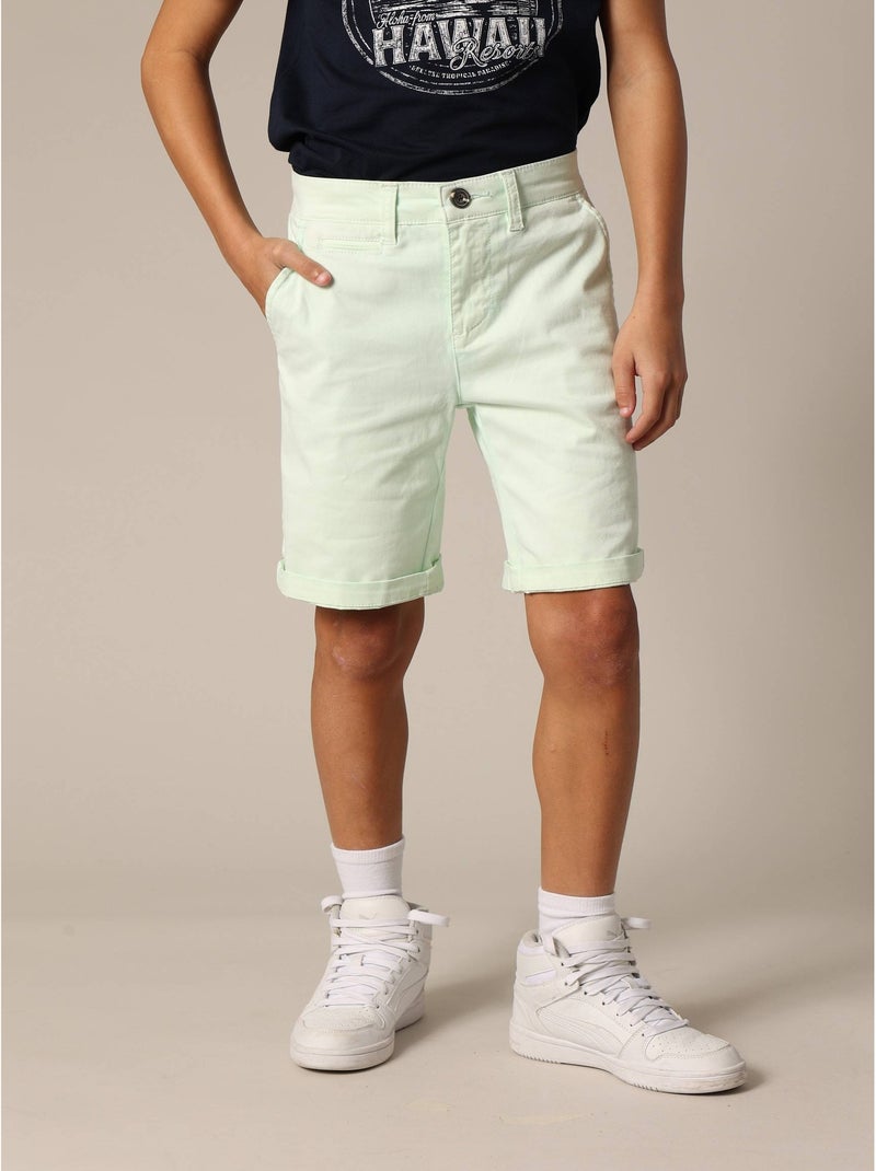 Bermuda en micro twill 'Deeluxe' Bleu lagon - Kiabi