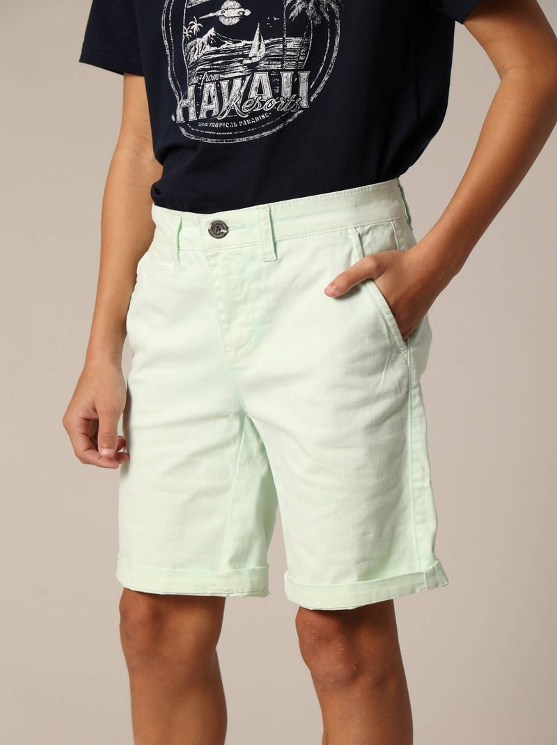 Bermuda en micro twill 'Deeluxe' Bleu lagon - Kiabi