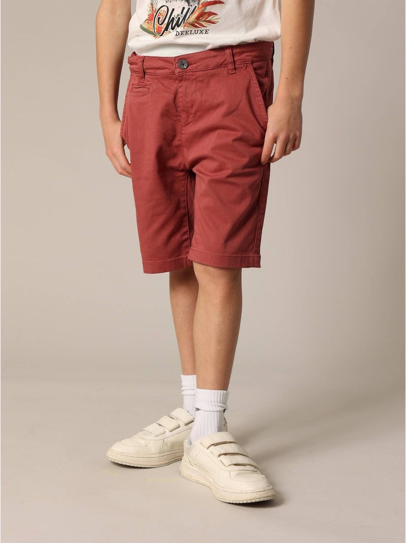 Bermuda en micro twill 'Deeluxe' Orange corail - Kiabi