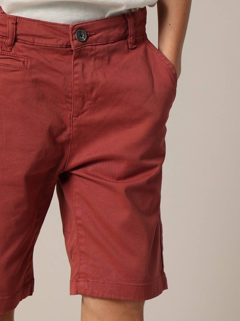 Bermuda en micro twill 'Deeluxe' Orange corail - Kiabi