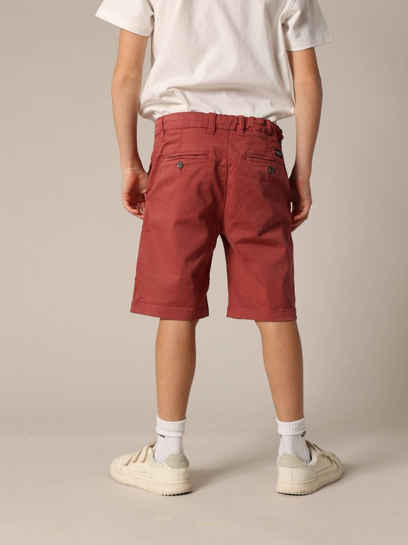 Bermuda en micro twill 'Deeluxe' Orange corail - Kiabi