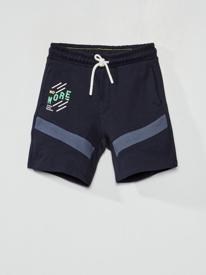 Bermuda en molleton avec bandes contrastantes Bleu marine - Kiabi