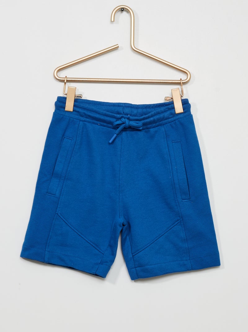 Bermuda en molleton avec cordons fantaisie bleu - Kiabi