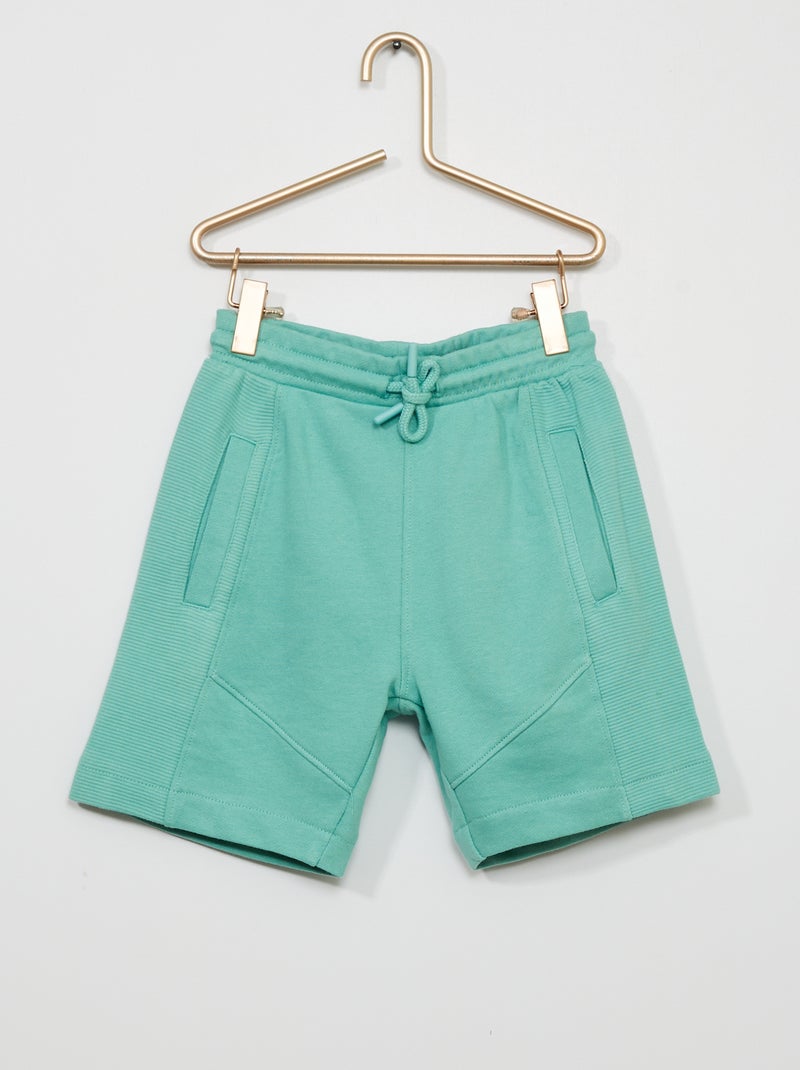 Bermuda en molleton avec cordons fantaisie vert de gris - Kiabi