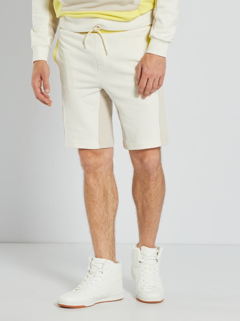 Bermuda en molleton avec détails contrastants Blanc - Kiabi