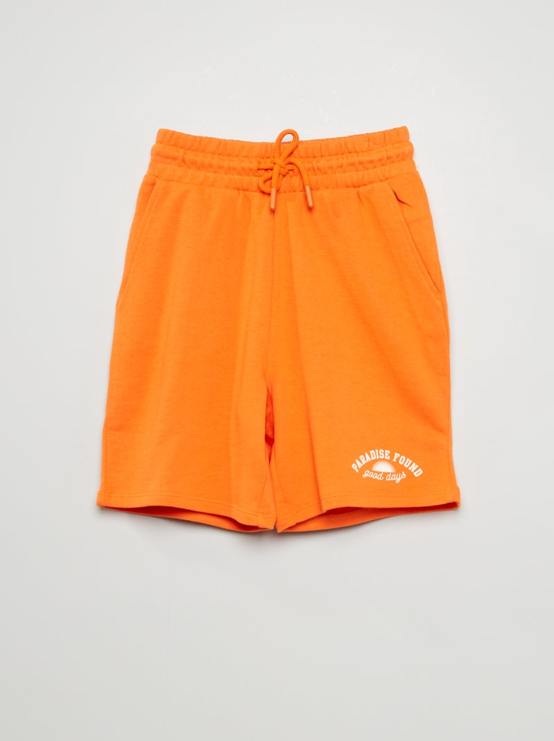 Bermuda en molleton avec imprimé Orange - Kiabi