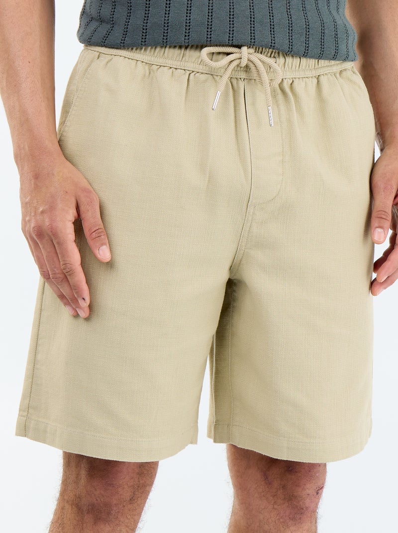 Bermuda en molleton léger avec cordons de serrage Beige - Kiabi