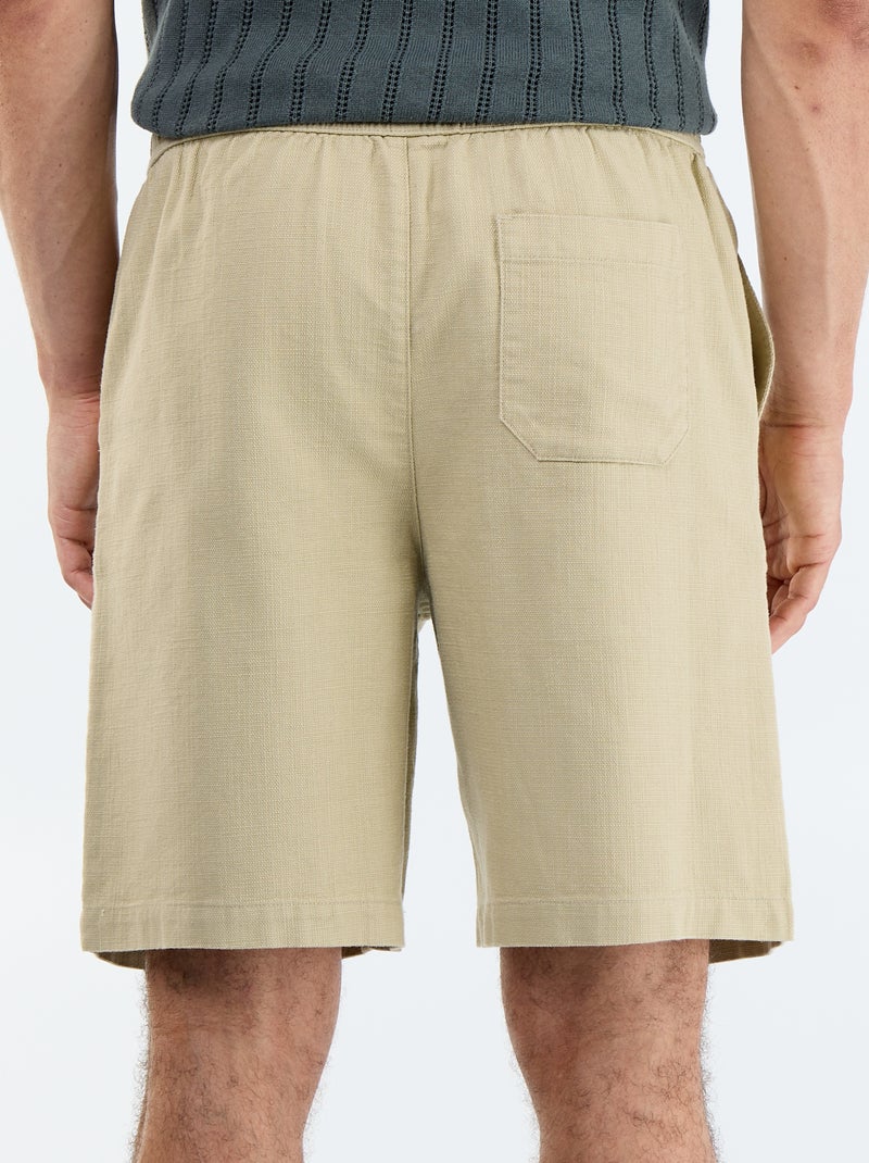 Bermuda en molleton léger avec cordons de serrage Beige - Kiabi
