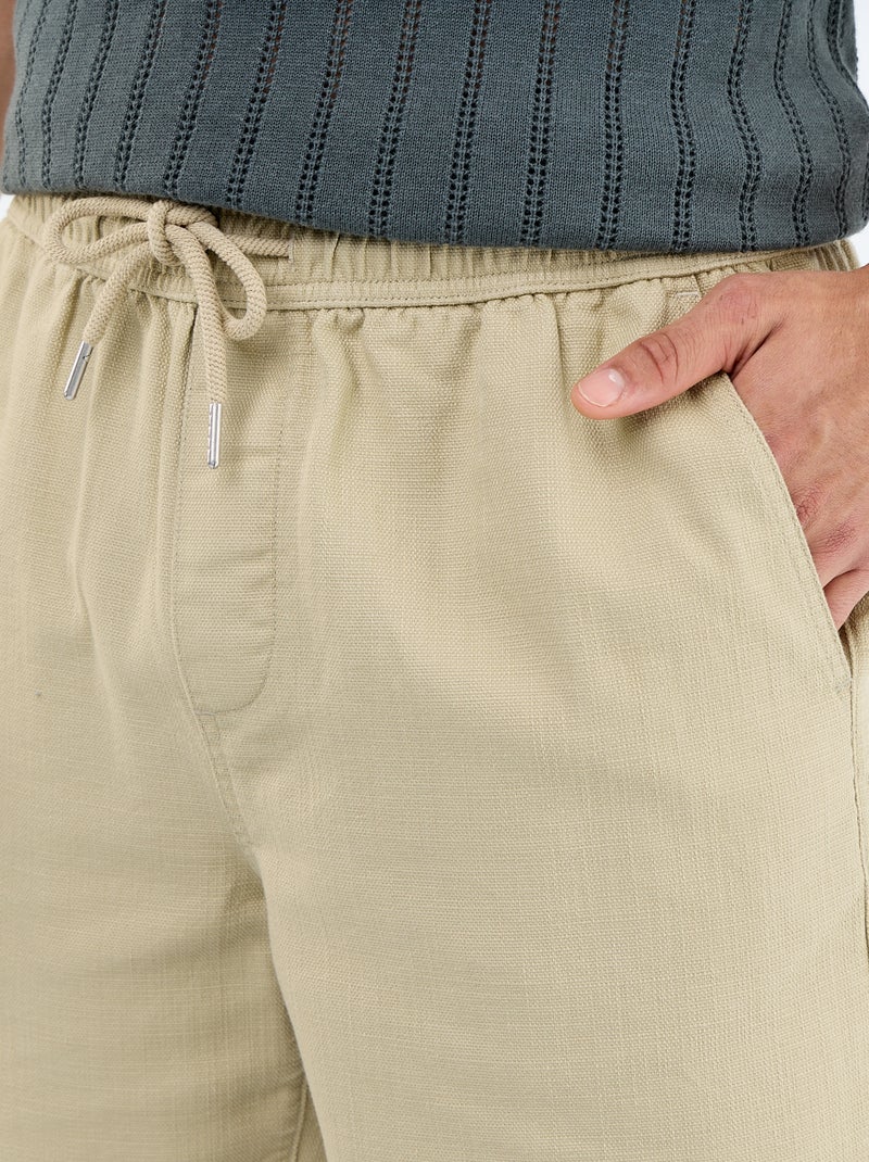 Bermuda en molleton léger avec cordons de serrage Beige - Kiabi