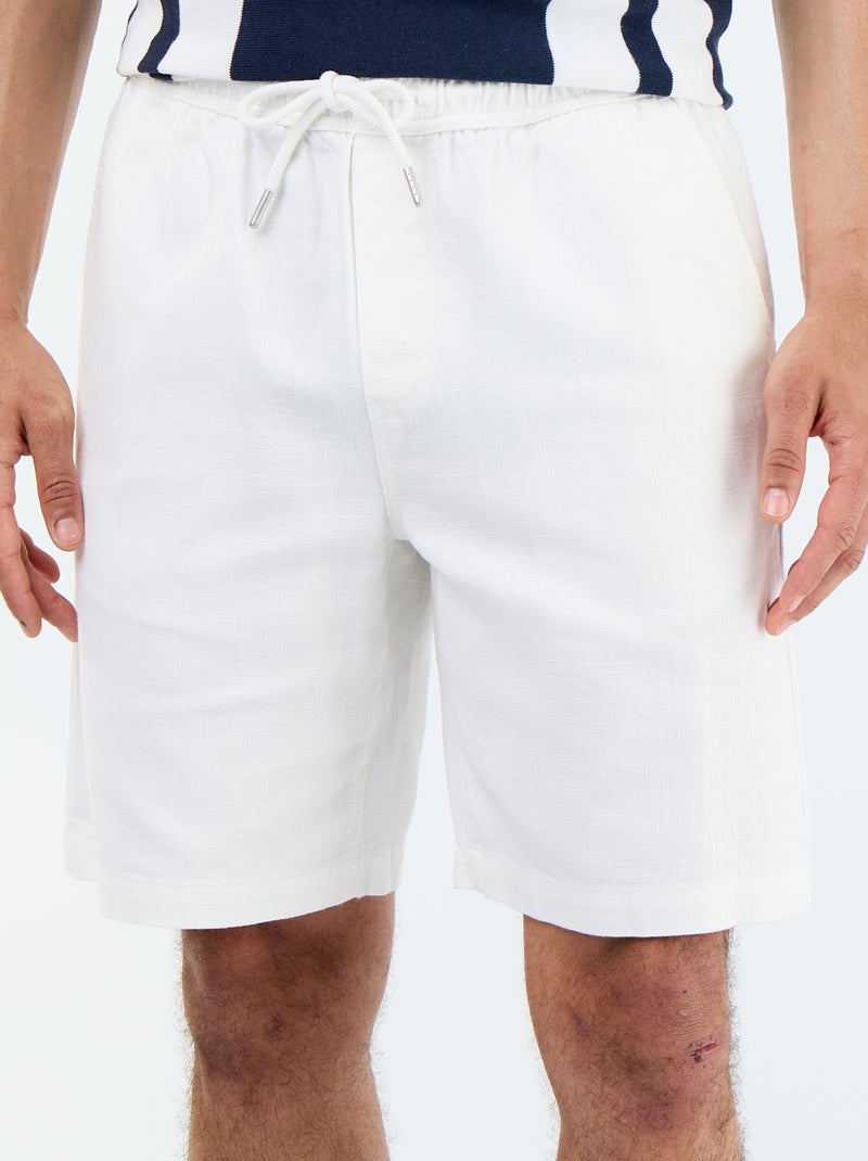 Bermuda en molleton léger avec cordons de serrage Blanc - Kiabi