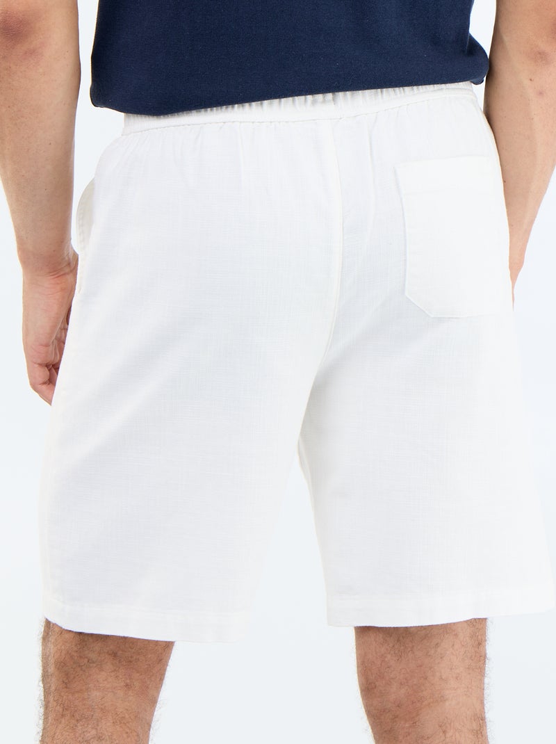 Bermuda en molleton léger avec cordons de serrage Blanc - Kiabi