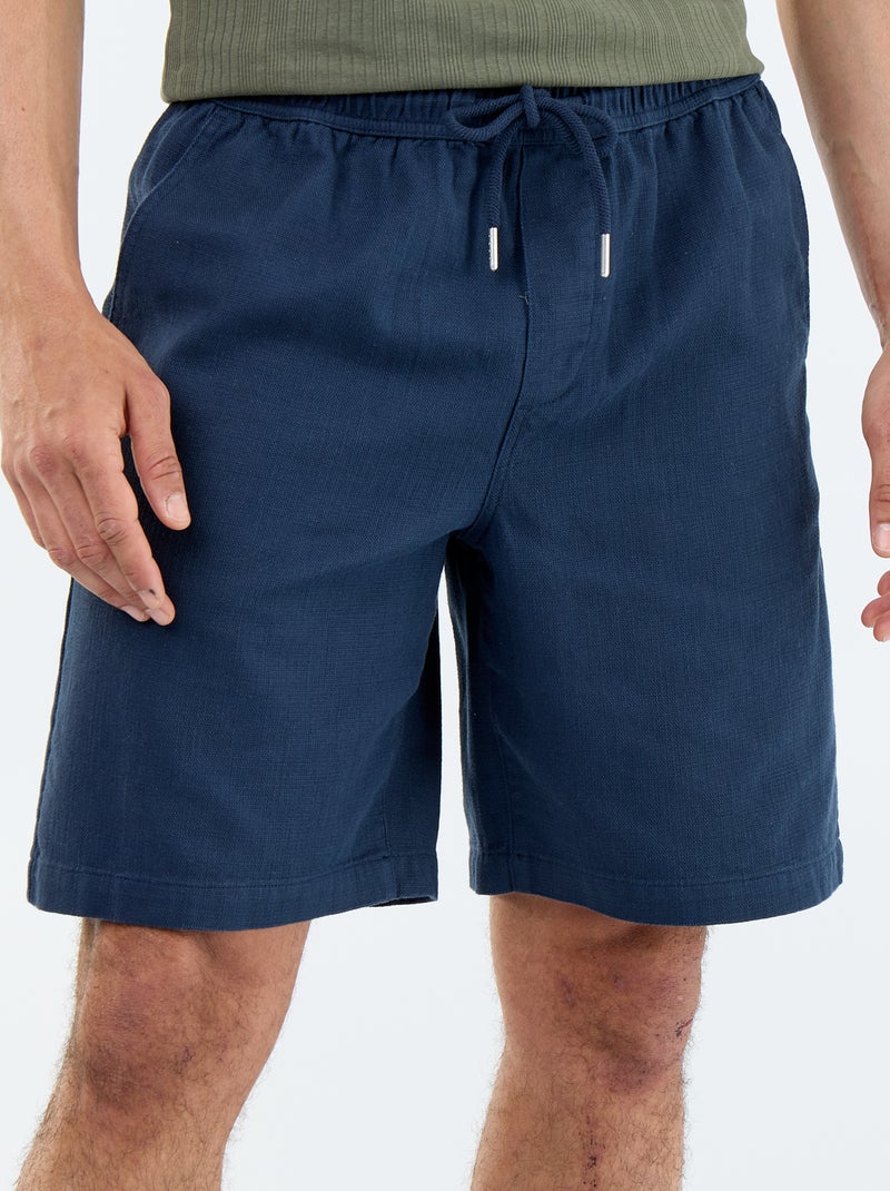 Bermuda en molleton léger avec cordons de serrage Bleu - Kiabi