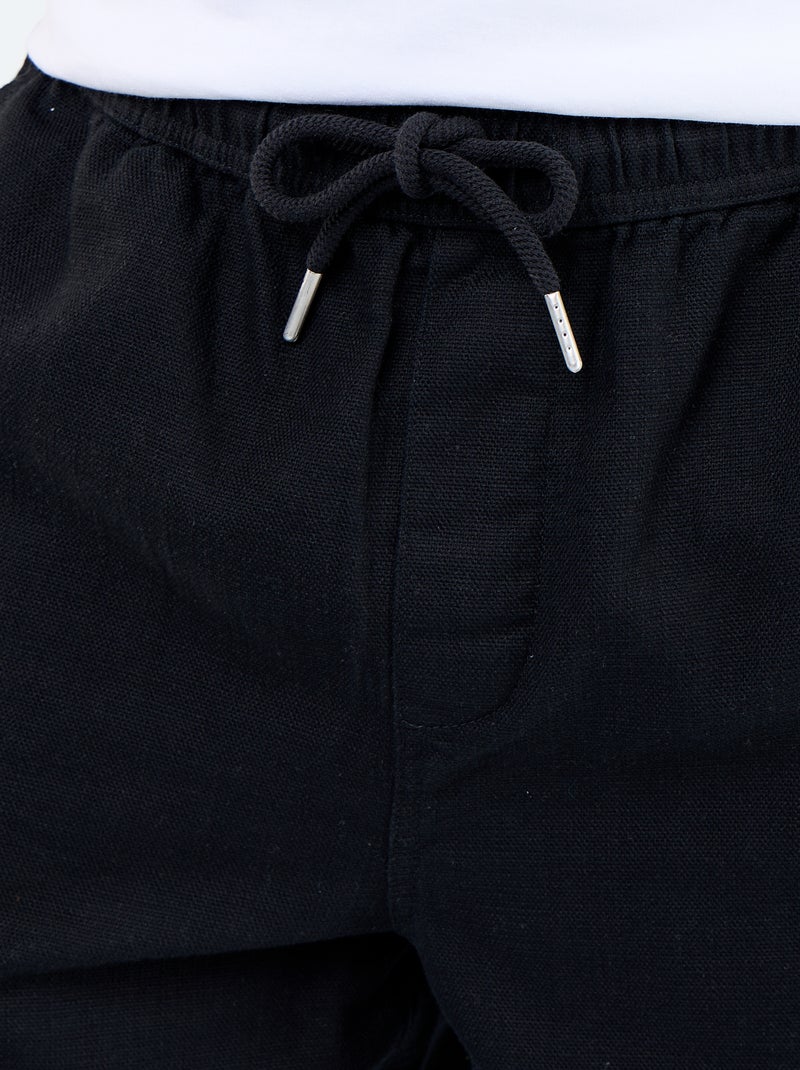 Bermuda en molleton léger avec cordons de serrage Noir - Kiabi