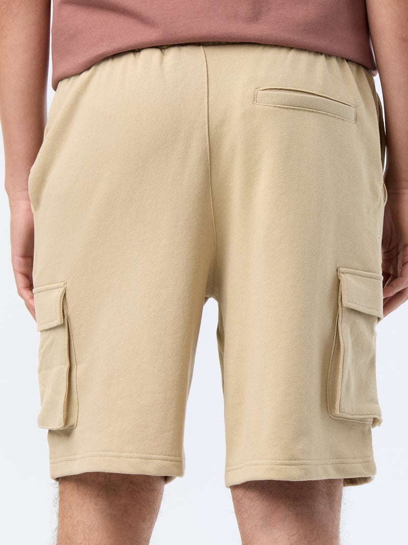 Bermuda en molleton léger avec poches à rabat Beige - Kiabi