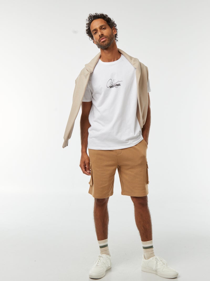 Bermuda en molleton léger multipoches Beige - Kiabi