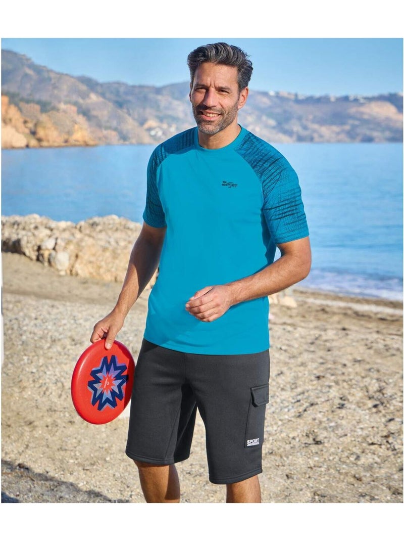 Bermuda en Molleton Running   - ATLAS FOR MEN Bleu anthracite - Kiabi