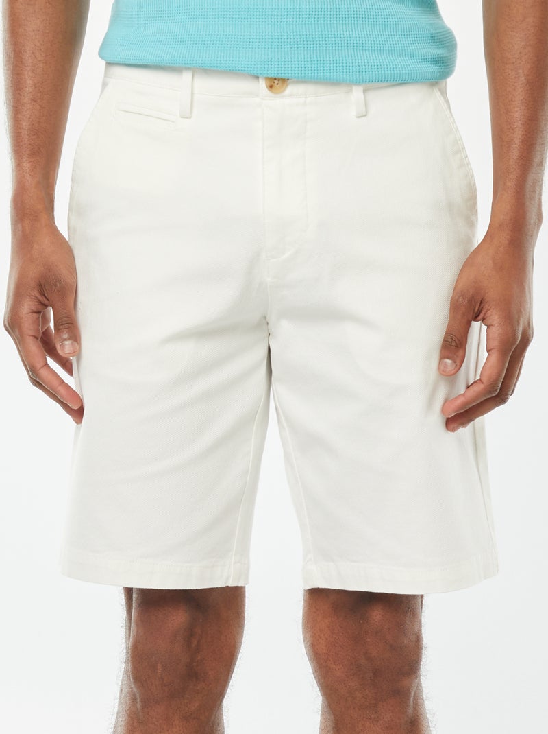 Bermuda en piqué de coton uni Blanc cassé - Kiabi